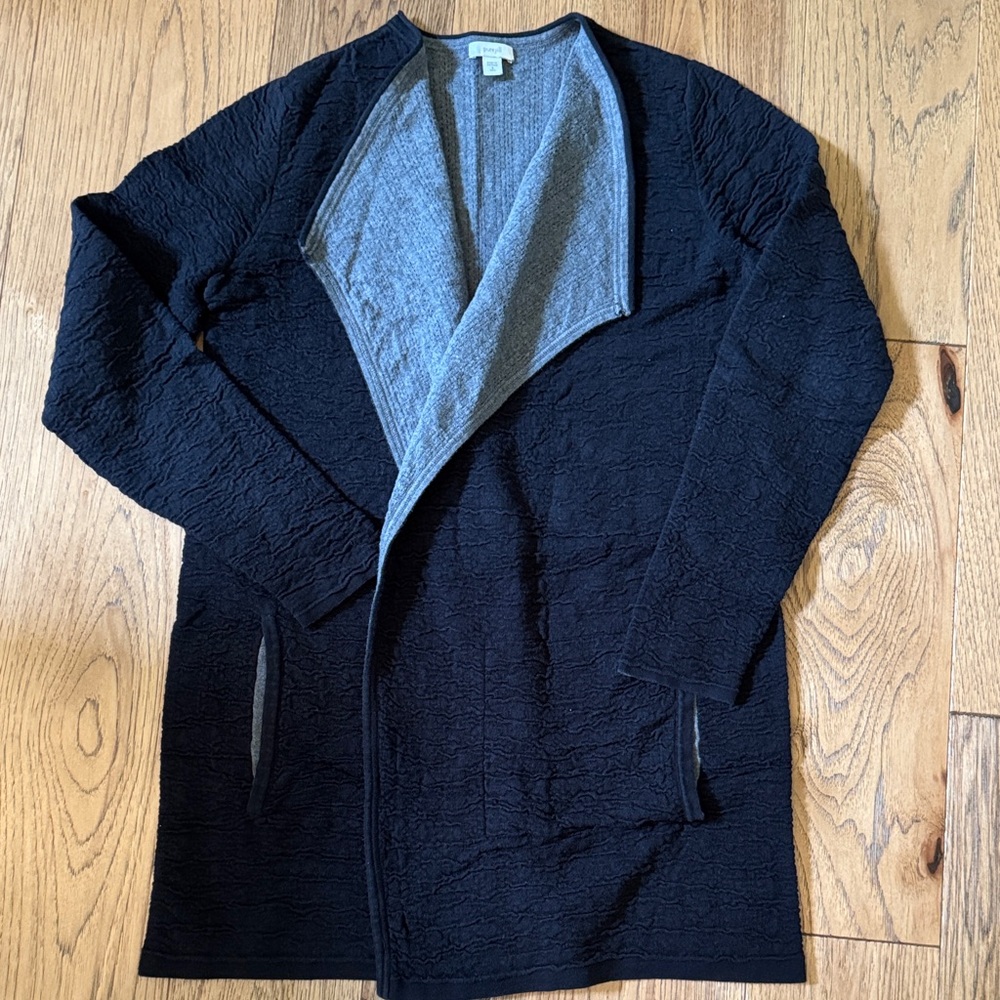 😊J Jill Black Cardigan with Gray Lining SM Tall